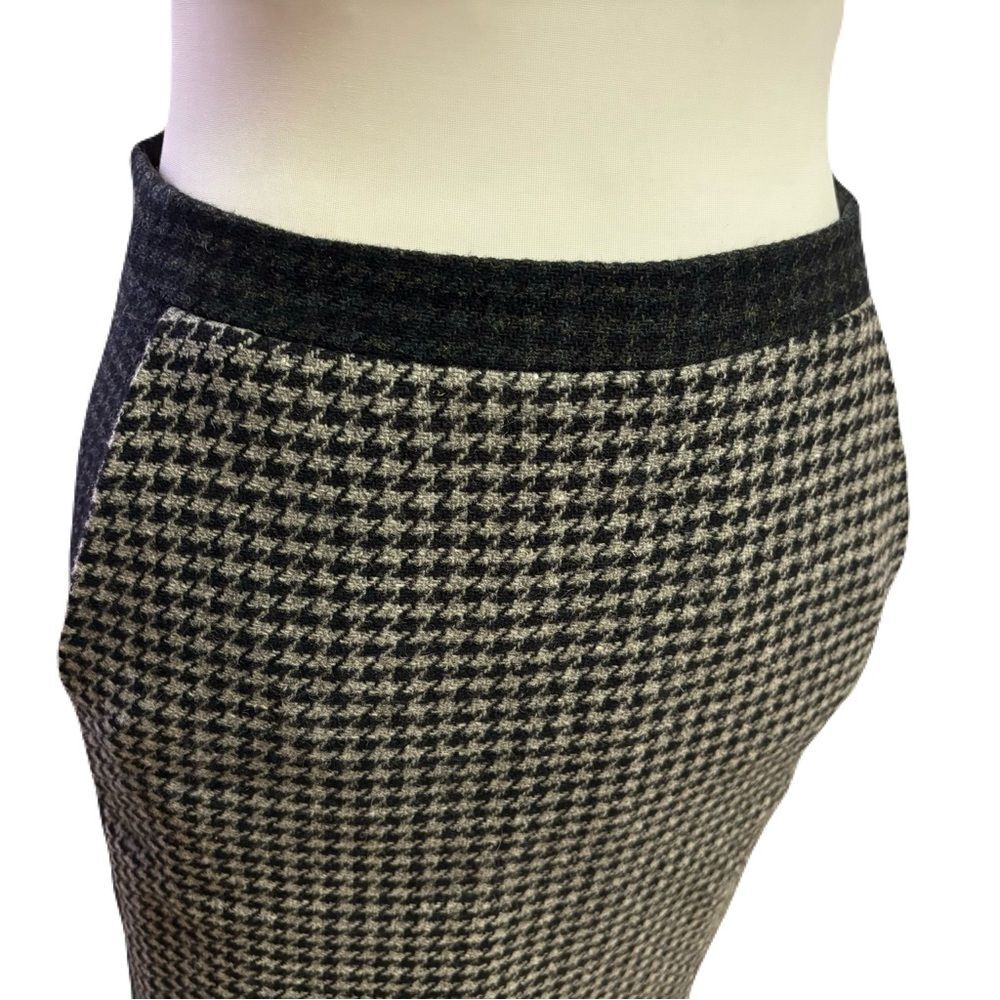 J.Crew Black & Gray Houndstooth Wool Pencil Skirt | Sz 00 | EUC - Picture 6 of 9